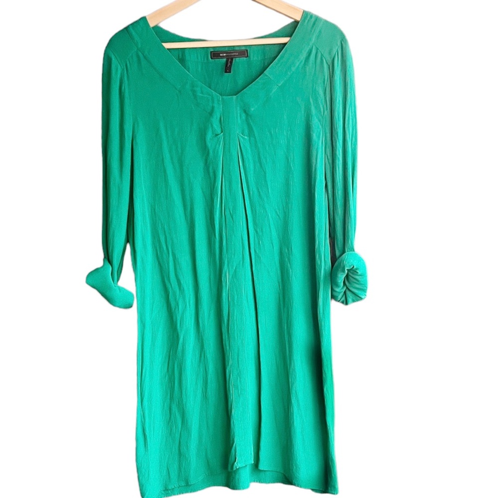 BCBGMAXAZRIA Ultra Green ‘Levin’ Pleated Tunic/Dress